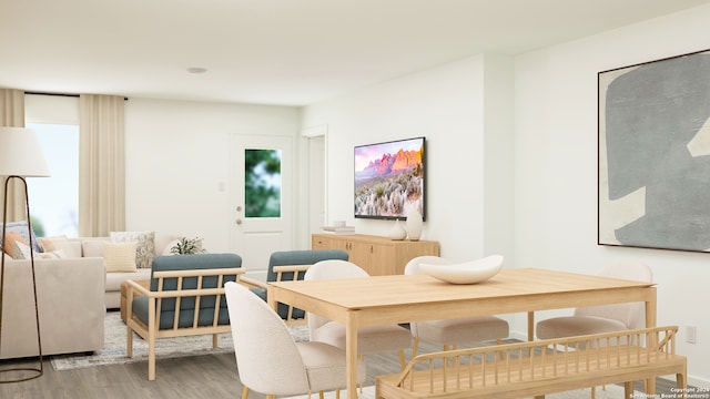 dining space featuring light hardwood / wood-style flooring