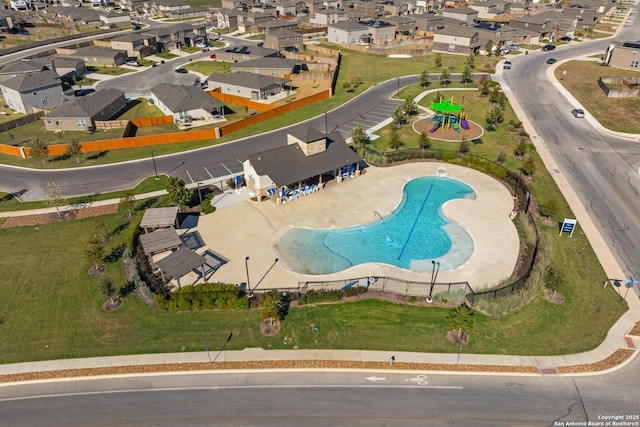 drone / aerial view featuring a residential view