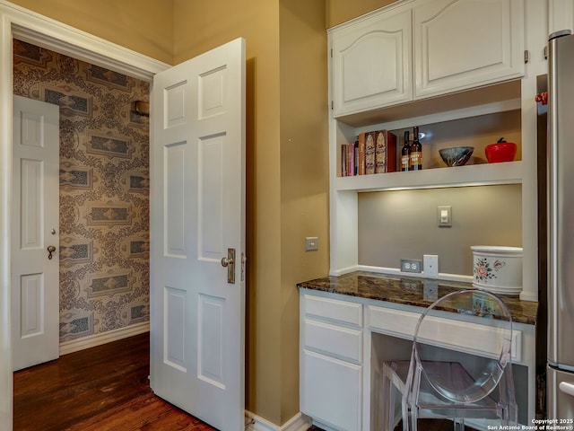 interior space with dark hardwood / wood-style flooring