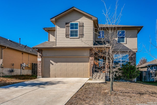 view of front property with a garage