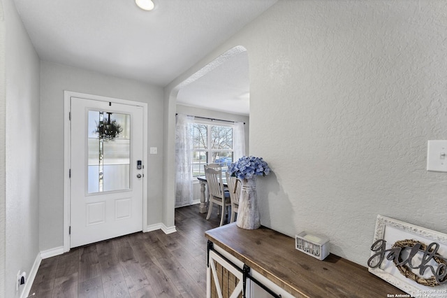 entryway with dark hardwood / wood-style floors