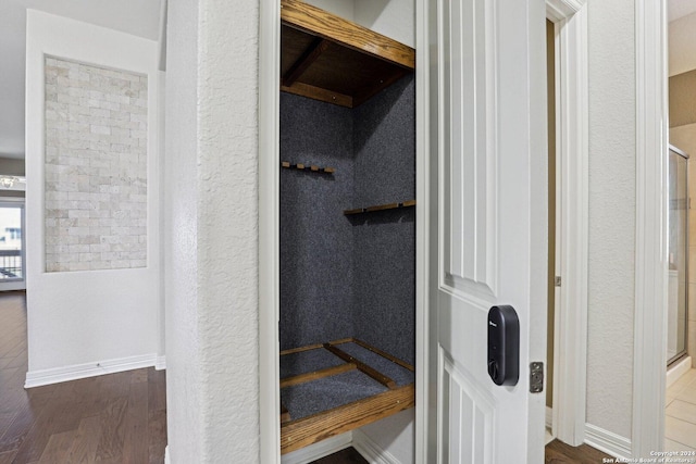 bathroom featuring wood-type flooring