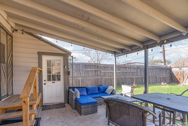 view of patio featuring an outdoor living space