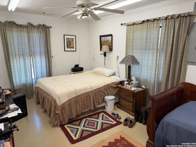 bedroom featuring ceiling fan