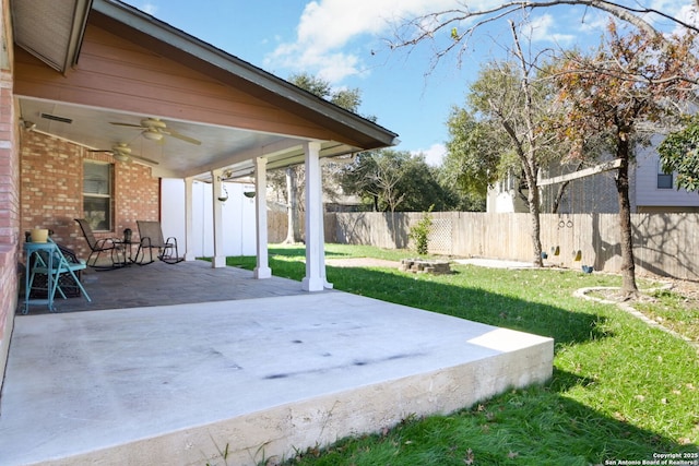 view of patio / terrace featuring ceiling fan