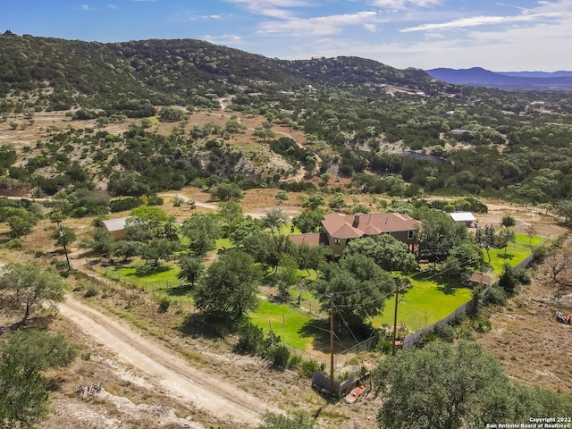 drone / aerial view with a rural view and a mountain view