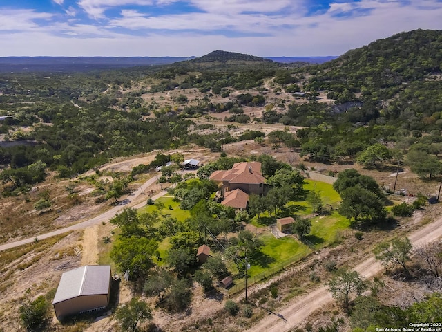 bird's eye view featuring a mountain view