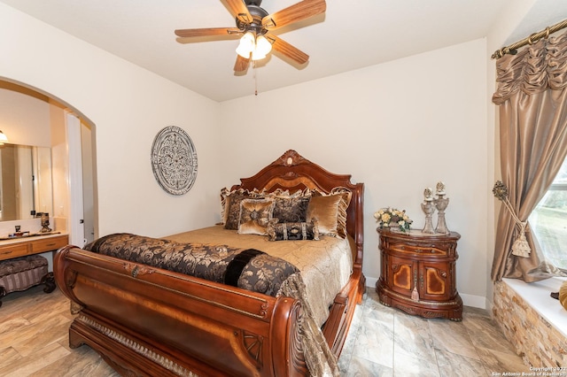 bedroom featuring ceiling fan