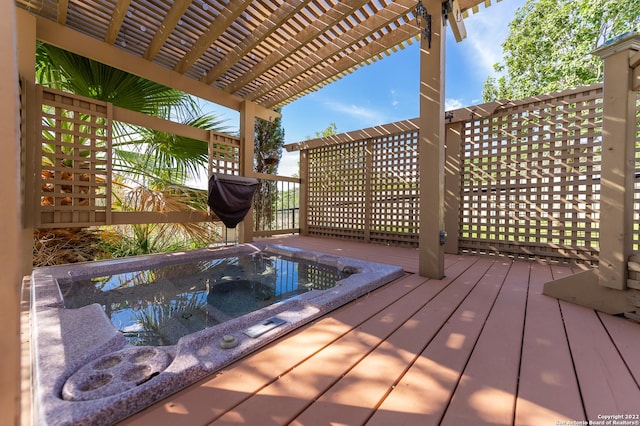 deck featuring a pergola