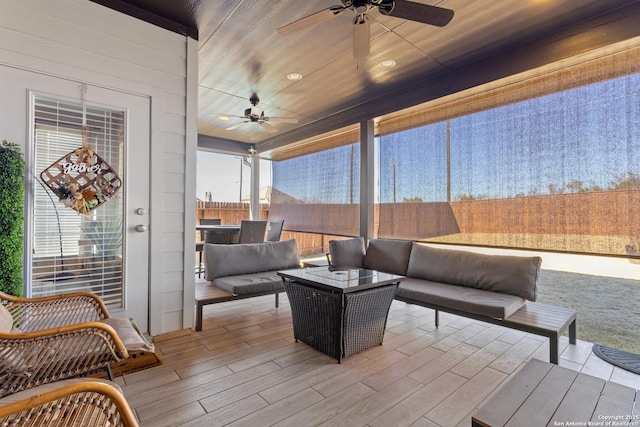 view of patio / terrace featuring an outdoor hangout area and ceiling fan