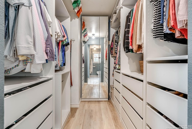 walk in closet featuring light wood-type flooring