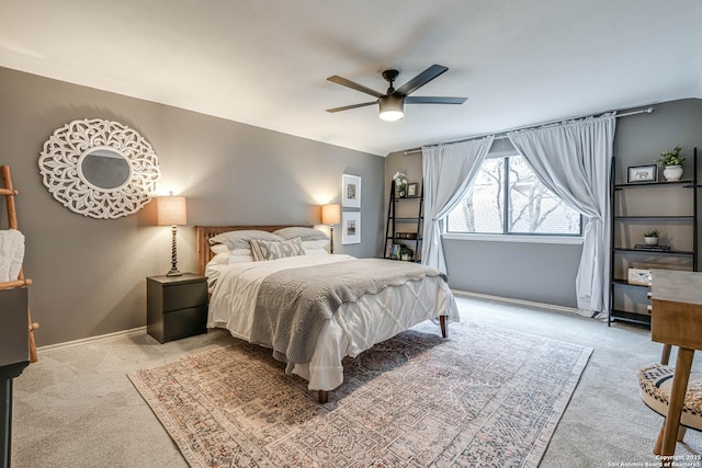 bedroom with carpet floors and ceiling fan