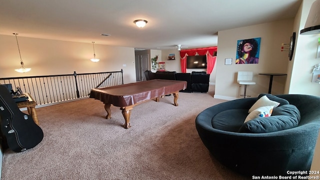 recreation room featuring carpet floors and pool table