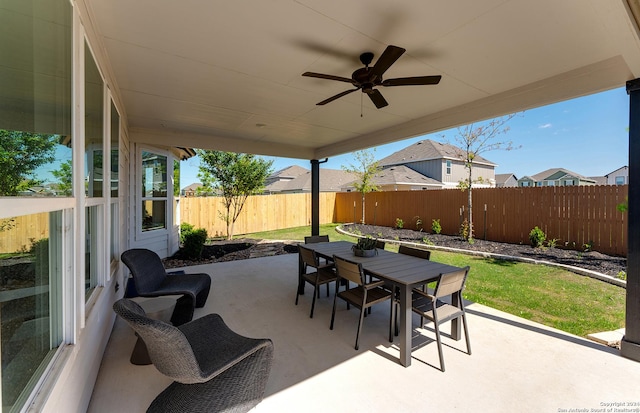 view of patio with ceiling fan