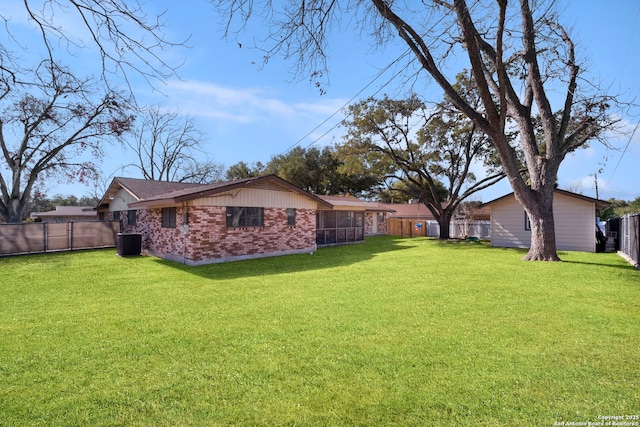 view of yard featuring central AC unit