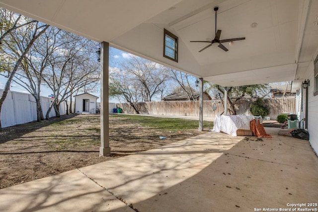 view of patio / terrace with ceiling fan