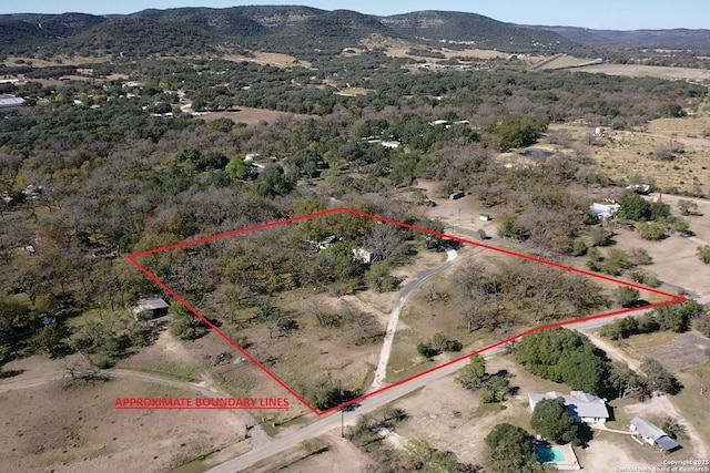 birds eye view of property with a mountain view