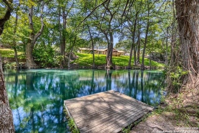 view of dock featuring a water view