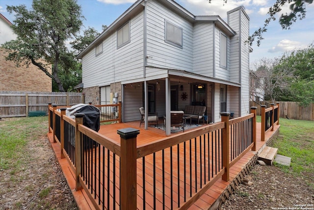 deck featuring grilling area