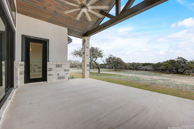 view of patio with ceiling fan