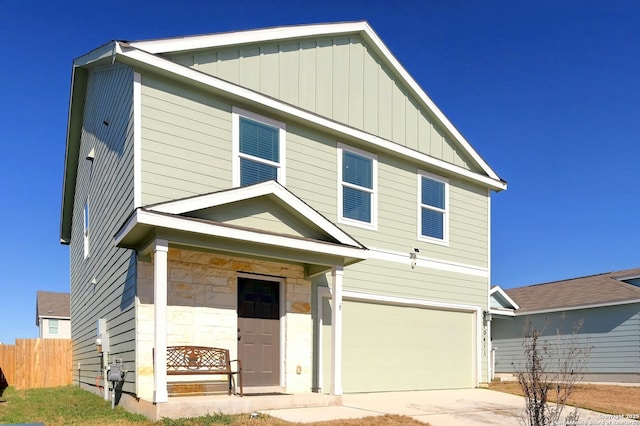 craftsman inspired home featuring a garage