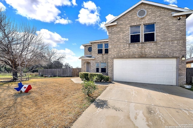 view of front property with a garage