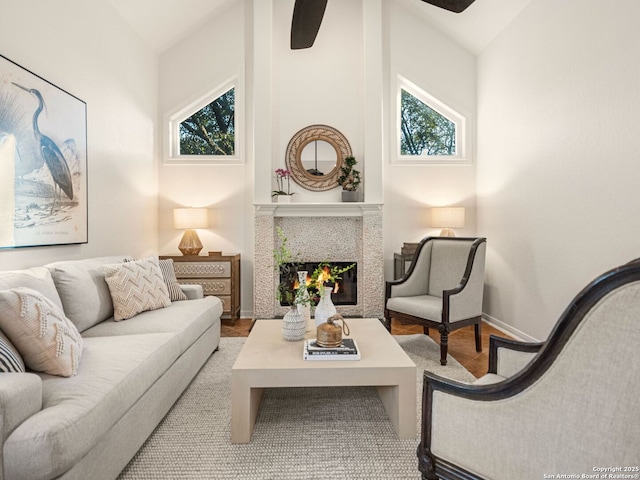 sitting room featuring hardwood / wood-style floors and a wealth of natural light