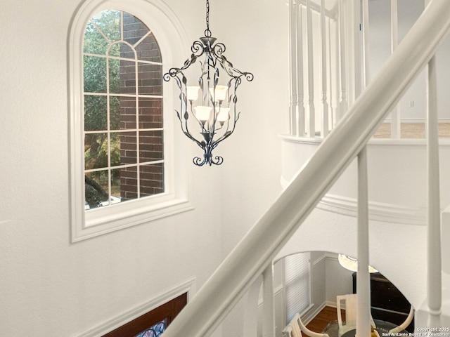 interior details with a notable chandelier