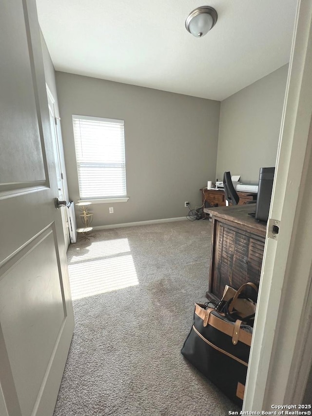 view of carpeted office space