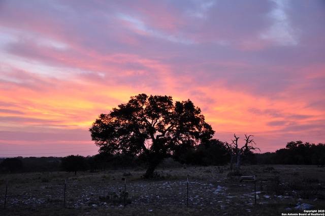 nature at dusk featuring a rural view