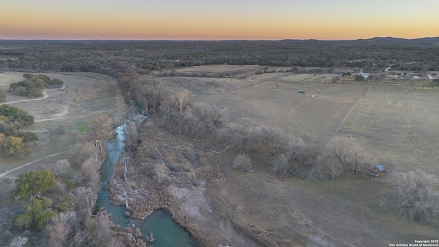 view of aerial view at dusk