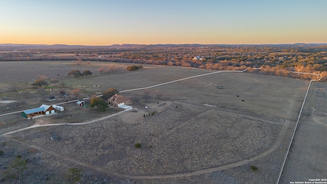 view of aerial view at dusk