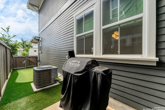 exterior space featuring central air condition unit