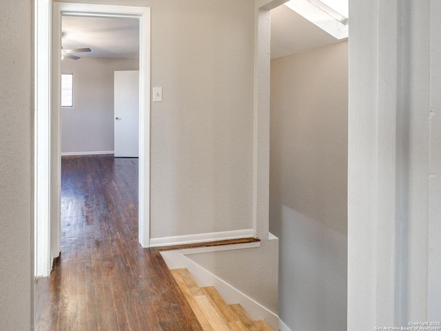 hall with dark wood-type flooring