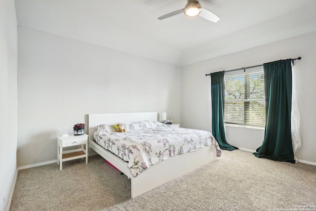 bedroom featuring carpet floors and ceiling fan