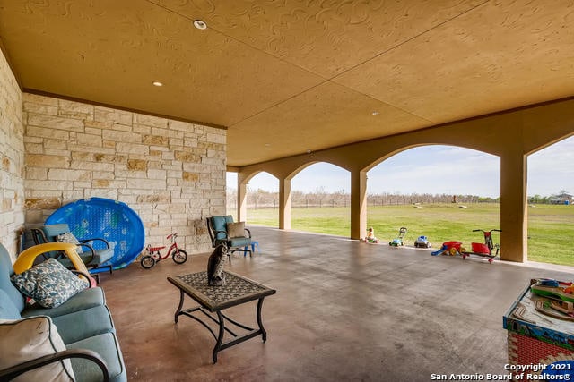 view of patio with a rural view