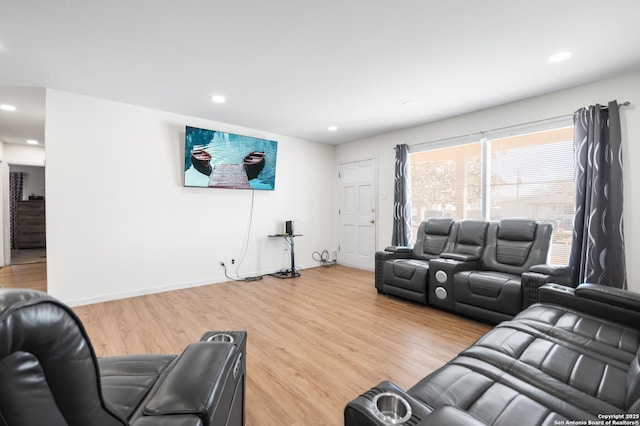 living room with light hardwood / wood-style floors