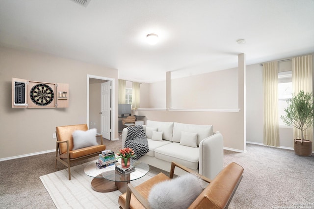 living room featuring carpet floors