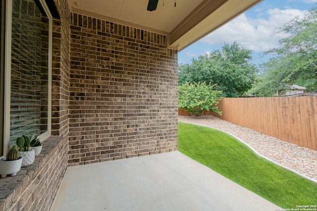 view of patio / terrace with ceiling fan