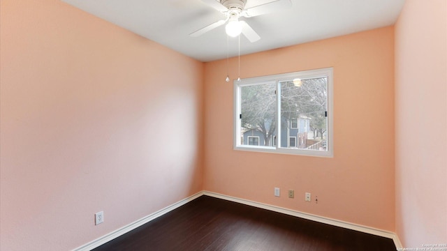 unfurnished room featuring hardwood / wood-style flooring and ceiling fan