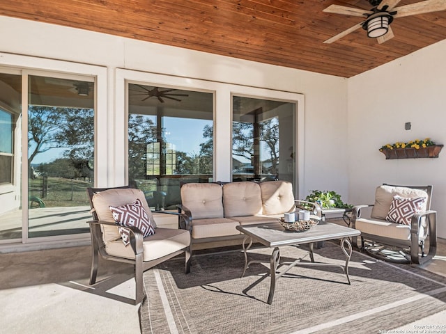 view of patio / terrace with outdoor lounge area and ceiling fan