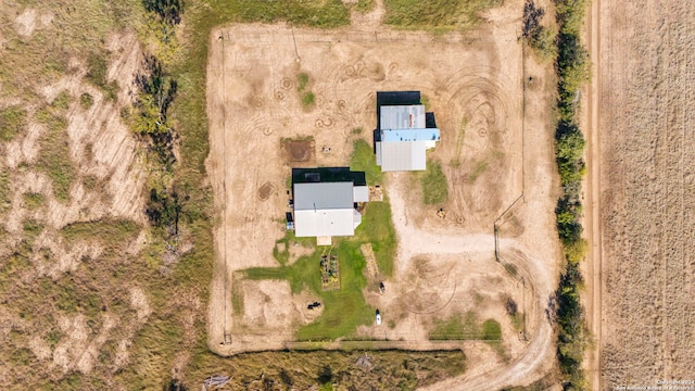 birds eye view of property featuring a rural view