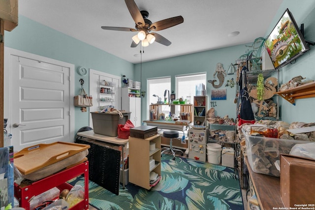 office area featuring ceiling fan