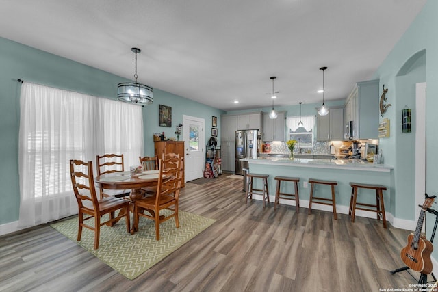 dining room featuring light hardwood / wood-style flooring