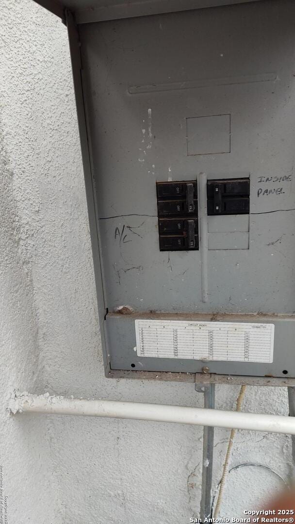 1601 Fulton Ave, San Antonio, TX 78201 - detailed view of mail area, electric panel, and stucco siding
