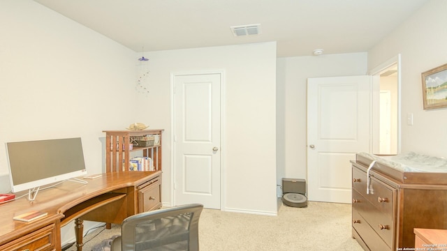 office area with light colored carpet