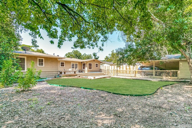 view of yard featuring a deck