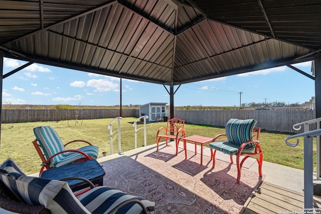 439 Agave Cir, Jourdanton, TX 78026 - view of patio featuring a gazebo and a storage shed