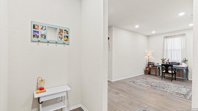2437 Hiddenbrooke Trce, Seguin, TX 78155 - hall with wood-type flooring