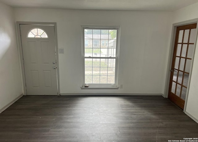 entryway with dark hardwood / wood-style flooring